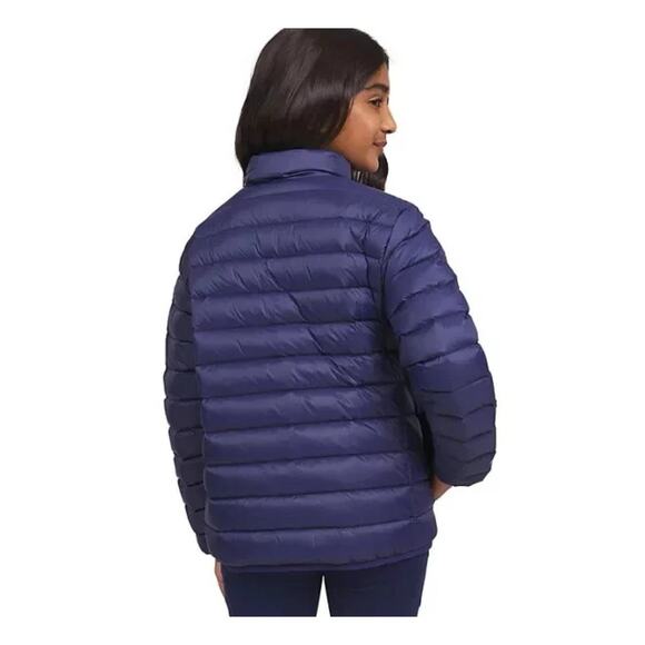 Eddie Bauer Girls Youth Down Packable Lightweight Jacket Size M 7/8 Navy Blue - Picture 3 of 5